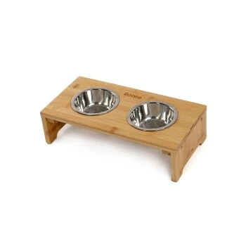 Lionto Erhöhte Futterstation Aus Bambus Braun/ Silber S 1 Lionto Erhöhte Futterstation Aus Bambus Braun/ Silber S