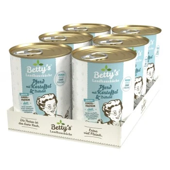 Betty's Landhausküche Pferd & Kartoffel & Distelöl 6 X 400g Für Hund 2 Betty's Landhausküche Pferd & Kartoffel & Distelöl 6 X 400g Für Hund – Bild 2